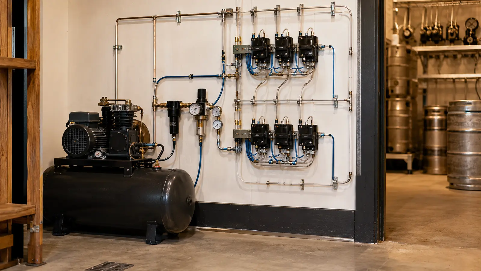 Commercial beer air compressor system